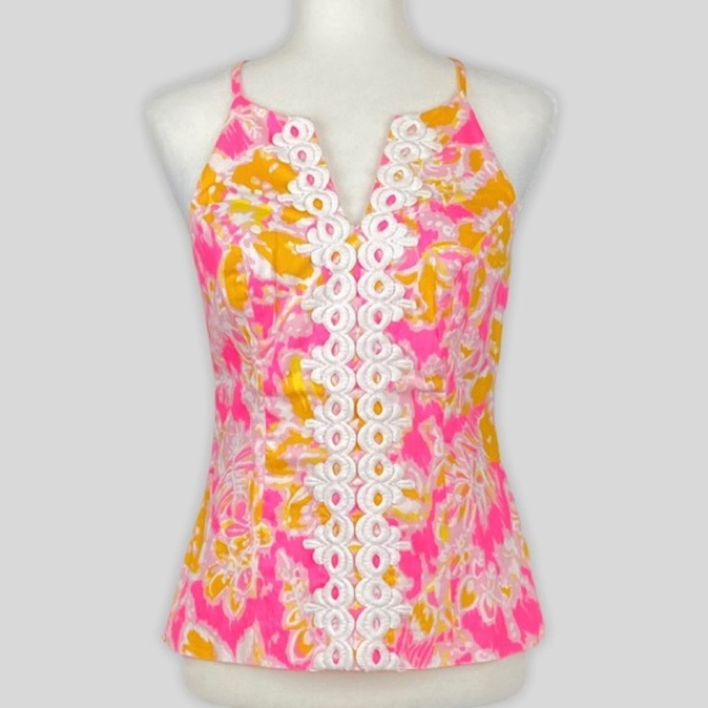 Lilly Pulitzer Magnolia Halter Top Kir Royal Pi Ooh La La